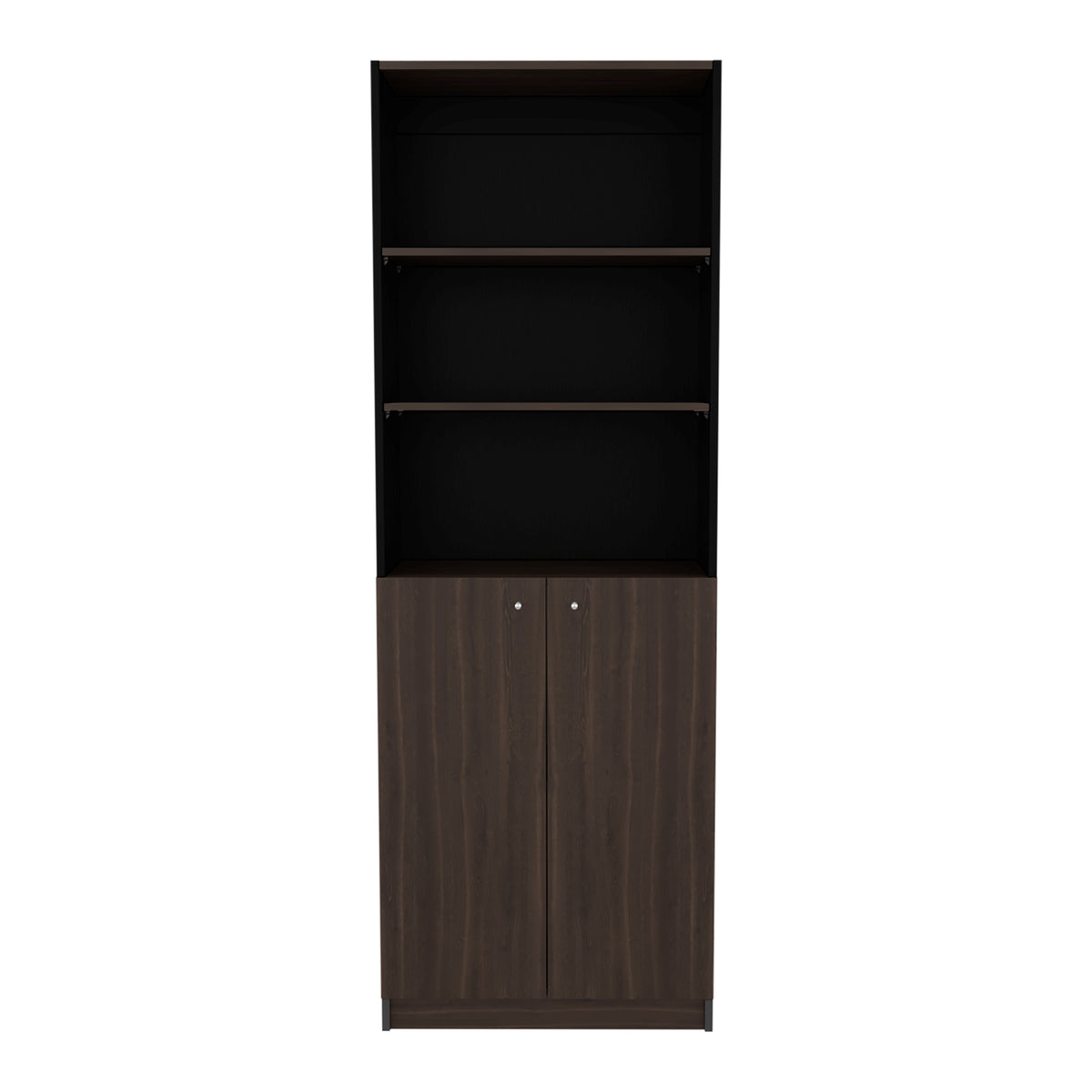 Estante Home E4 Wengue y Milan 62.8x180.6cm Rectangular con Tres Compartimientos y con Tres Entrepaños