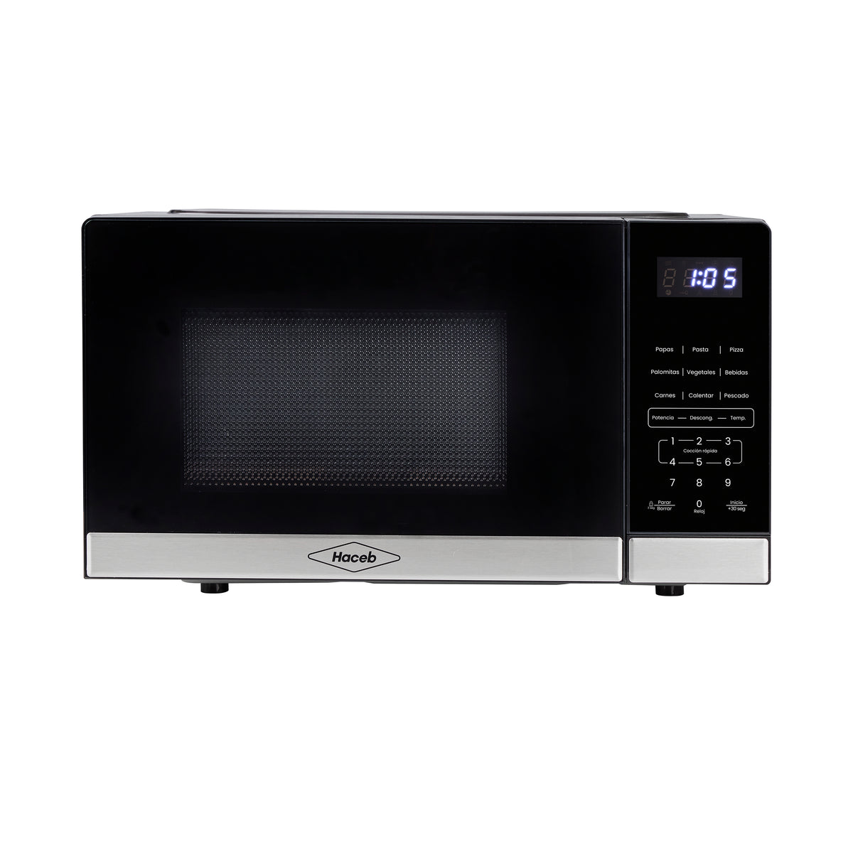 Horno Microondas Haceb Tipo Push Negro 46x26cm de 20 Litros 120 Voltios con Ocho Funciones Preconfiguradas