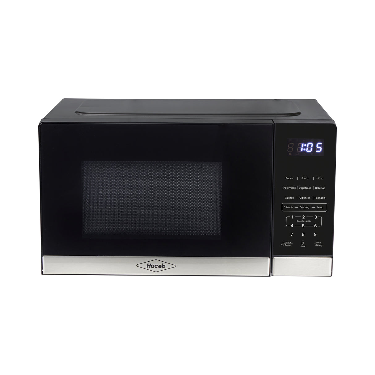 Horno Microondas Haceb Tipo Push Negro 46x26cm de 20 Litros 120 Voltios con Ocho Funciones Preconfiguradas