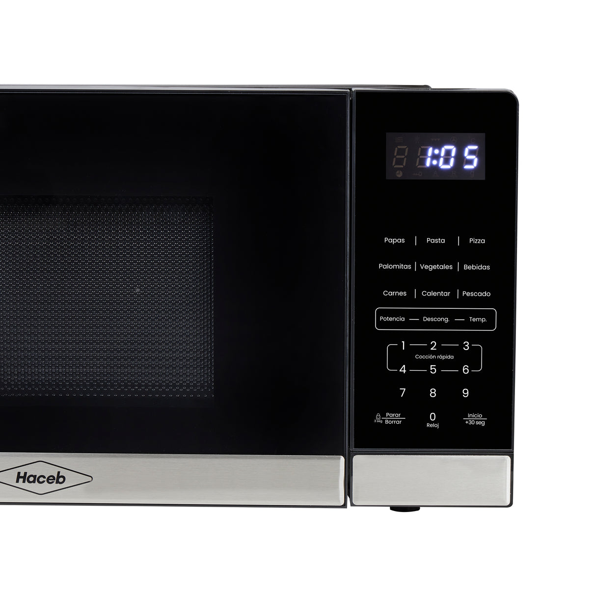 Horno Microondas Haceb Tipo Push Negro 46x26cm de 20 Litros 120 Voltios con Ocho Funciones Preconfiguradas
