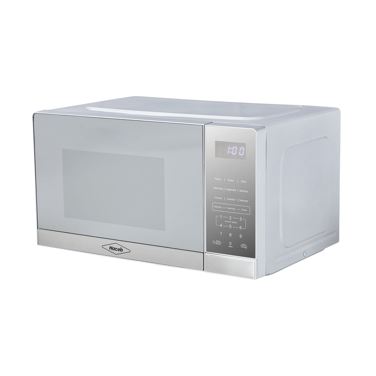 Horno Microondas Haceb Tipo Push Inox 46x26cm de 20 Litros 120 Voltios con Ocho Funciones Preconfiguradas