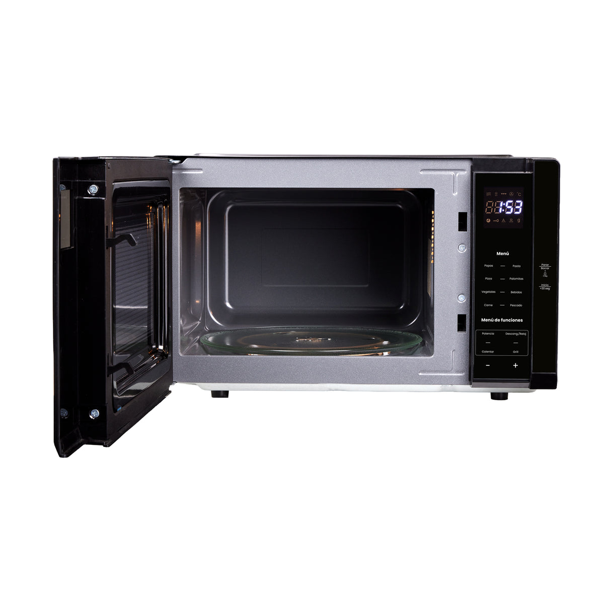 Horno Microondas Haceb Negro 48x29cm de 25 Litros 120 Voltios con Ocho Funciones Preconfiguradas y con Grill