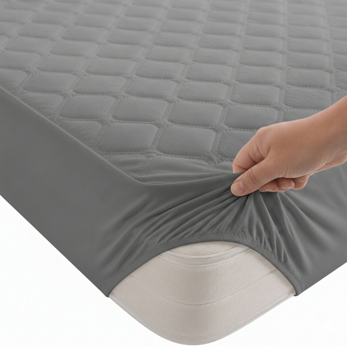 Protector de Colchón Transpirable Gris para Colchón Doble 140 X 190 Cm Acolchado 300 Hilos