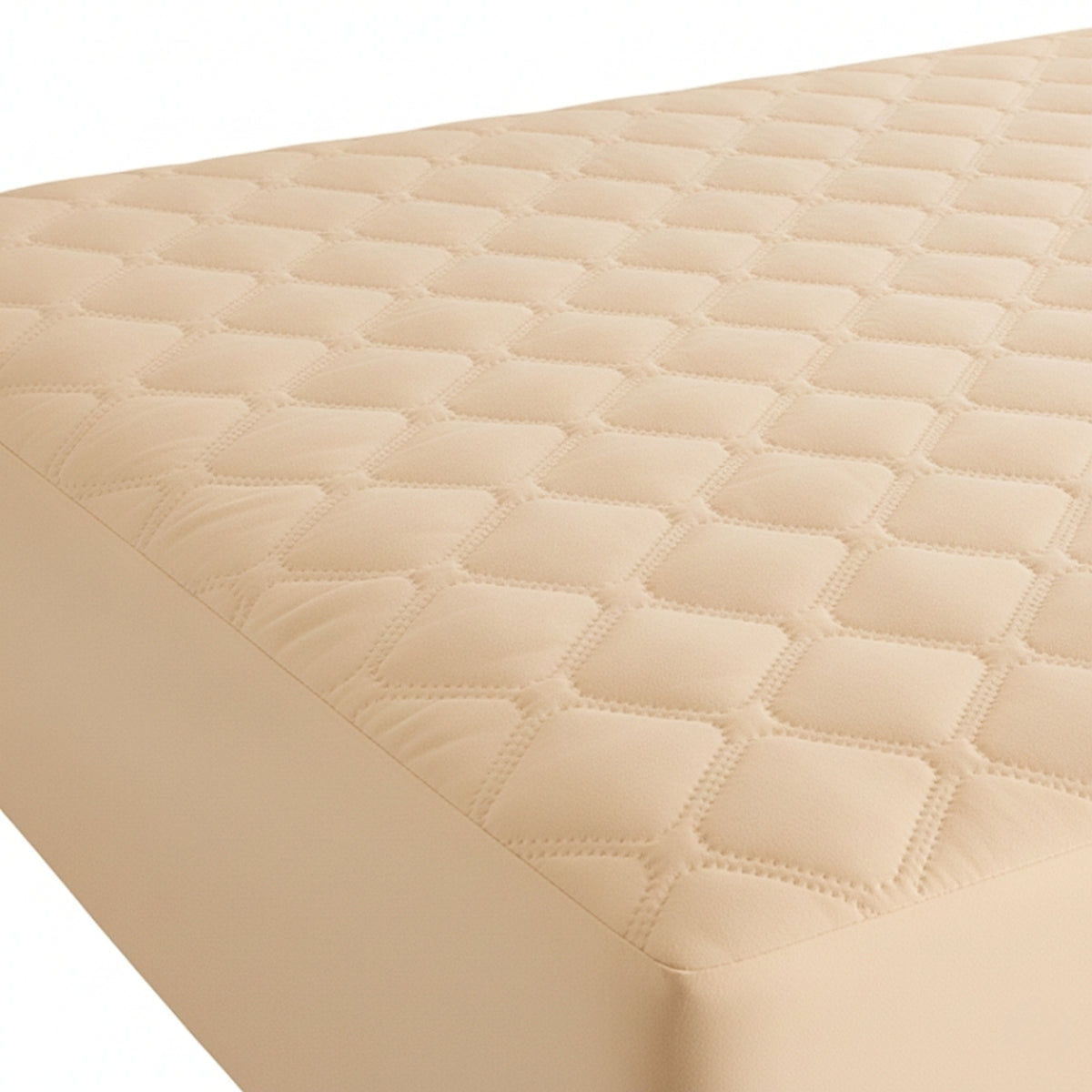 Protector de Colchón Transpirable Beige para Colchón Doble 140 X 190 Cm Acolchado 300 Hilos