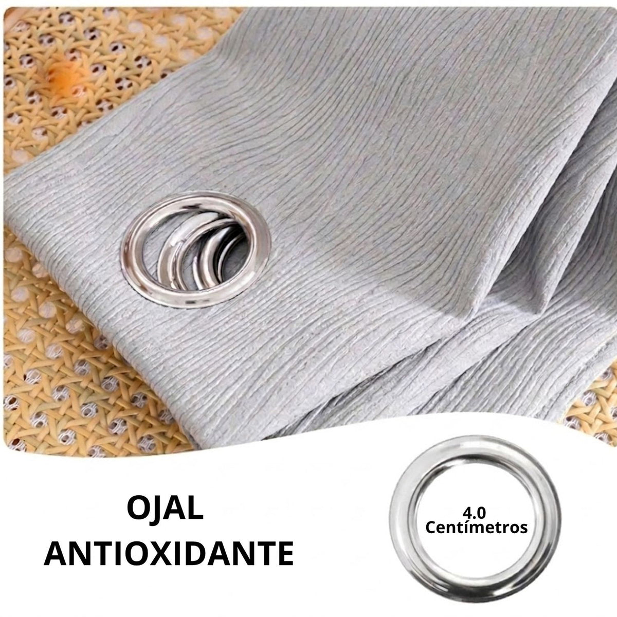 Cortina Blackout Jacquard Gris 300x230cm Fondo Entero