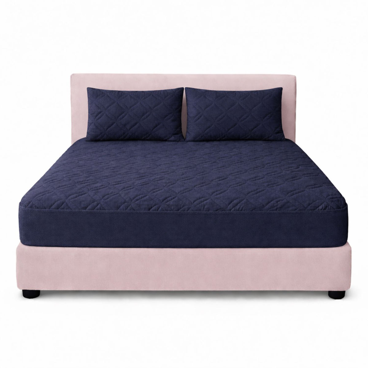 Combo Protector de Colchón y de Almohada Acolchado Azul para Colchón Sencillo 100 X 190 Cm