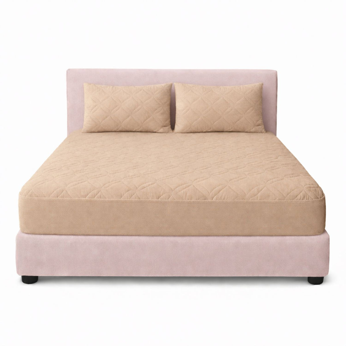 Combo Protector de Colchón y de Almohada Acolchado Beige para Colchón Sencillo 100 X 190 Cm