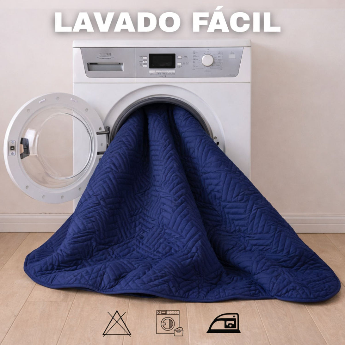 Combo Protector de Colchón y de Almohada Acolchado Azul para Colchón Semidoble 120 X 190 Cm