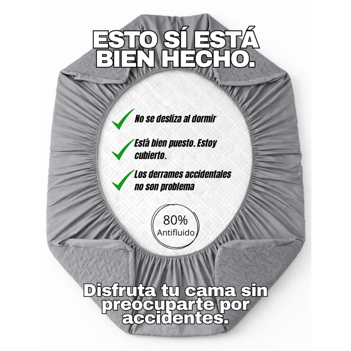 Combo Protector de Colchón y de Almohada Semiantifluido Gris para Colchón Doble 140 X 190 Cm Semi-Antifluido