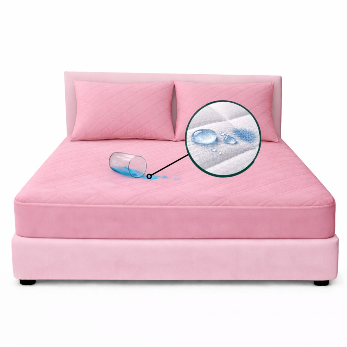 Combo Protector de Colchón y de Almohada Semiantifluido Rosado para Colchón Doble 140 X 190 Cm Semi-Antifluido
