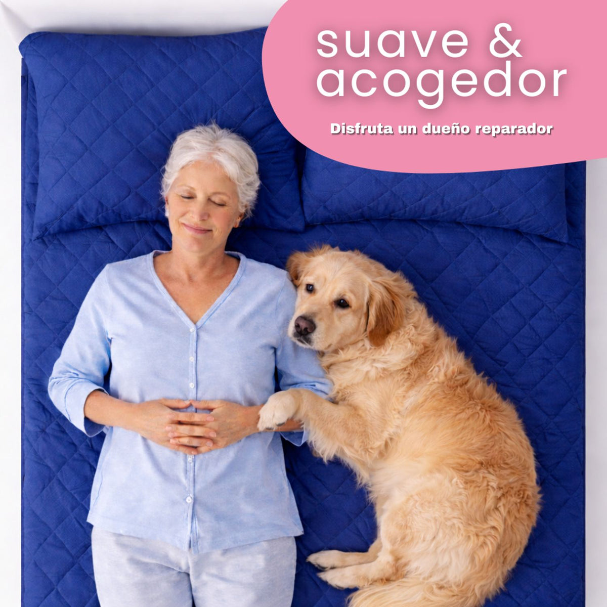 Combo Protector de Colchón y de Almohada Semiantifluido Azul para Colchón Queen 160 X 190 Cm Semi-Antifluido