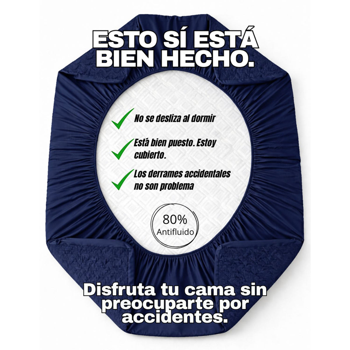 Combo Protector de Colchón y de Almohada Semiantifluido Azul para Colchón Queen 160 X 190 Cm Semi-Antifluido