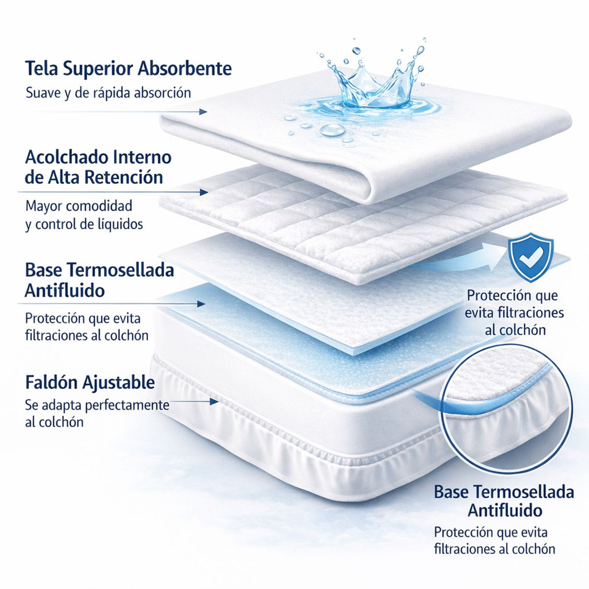 Combo Protector de Colchón y de Almohada Semiantifluido Rojo para Colchón Queen 160 X 190 Cm Semi-Antifluido
