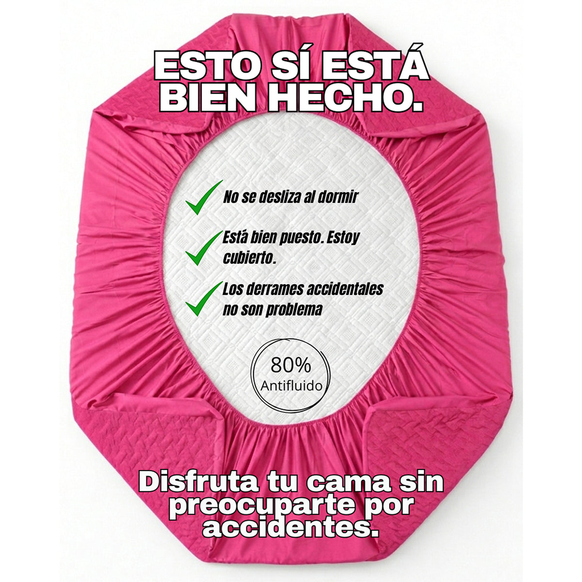 Protector de Colchón Semiantifluido Fucsia para Colchón Queen 160 X 190 Cm Semi-Antifluido