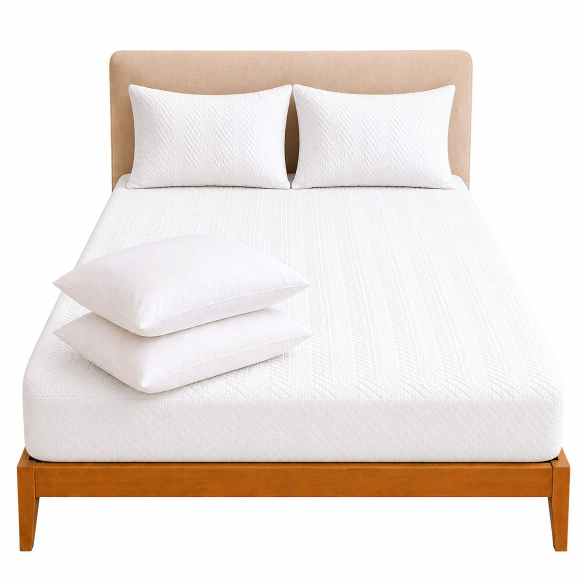 Combo Protector de Colchón y Almohadas Siliconada Blanco para Colchón King 200 X 200 Cm