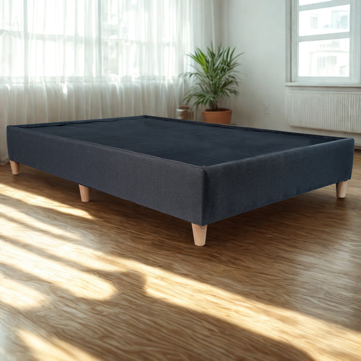Base Cama Toledo Gris Oscuro 124x34cm para Colchón Semidoble 120 X 190 Cm sin Colchón y con Patas