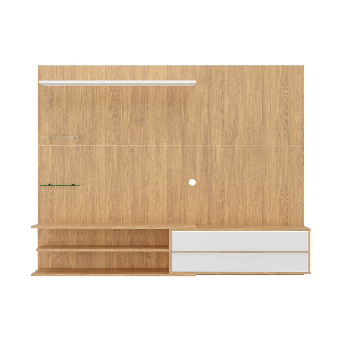 Centro de Entretenimiento Rio Castaño 180x141cm para TV Hasta 65" Pulgadas con Dos Compartimientos y con Ranura para Cables