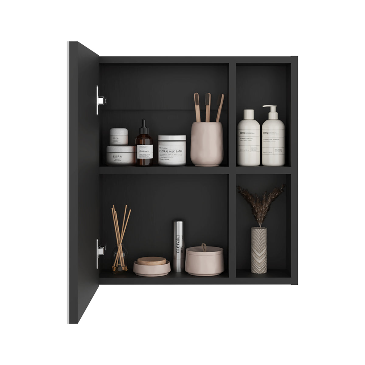 Gabinete de Baño Labelle Wengue 45x49.7cm Cuadrado con Espejo y con Tres Entrepaños