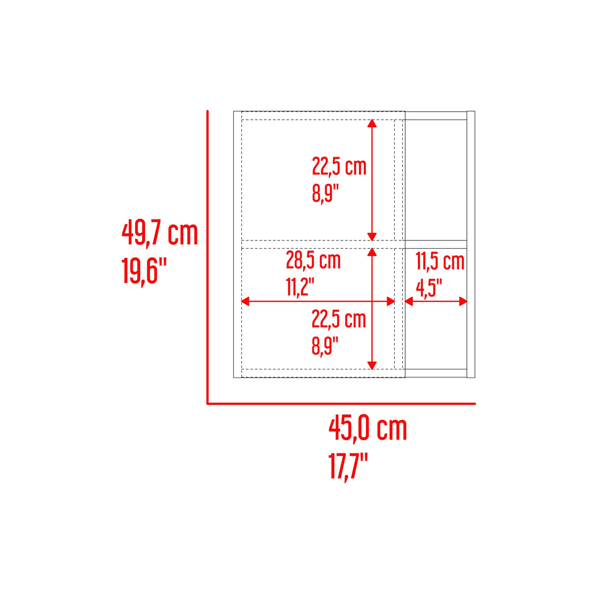 Gabinete de Baño Labelle Wengue 45x49.7cm Cuadrado con Espejo y con Tres Entrepaños