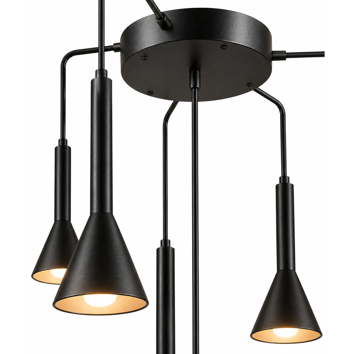 Lámpara de Techo Harmonie Negro 11x150cm de Cinco Luces Ajustable de Luz Cálida con Bombillo LED