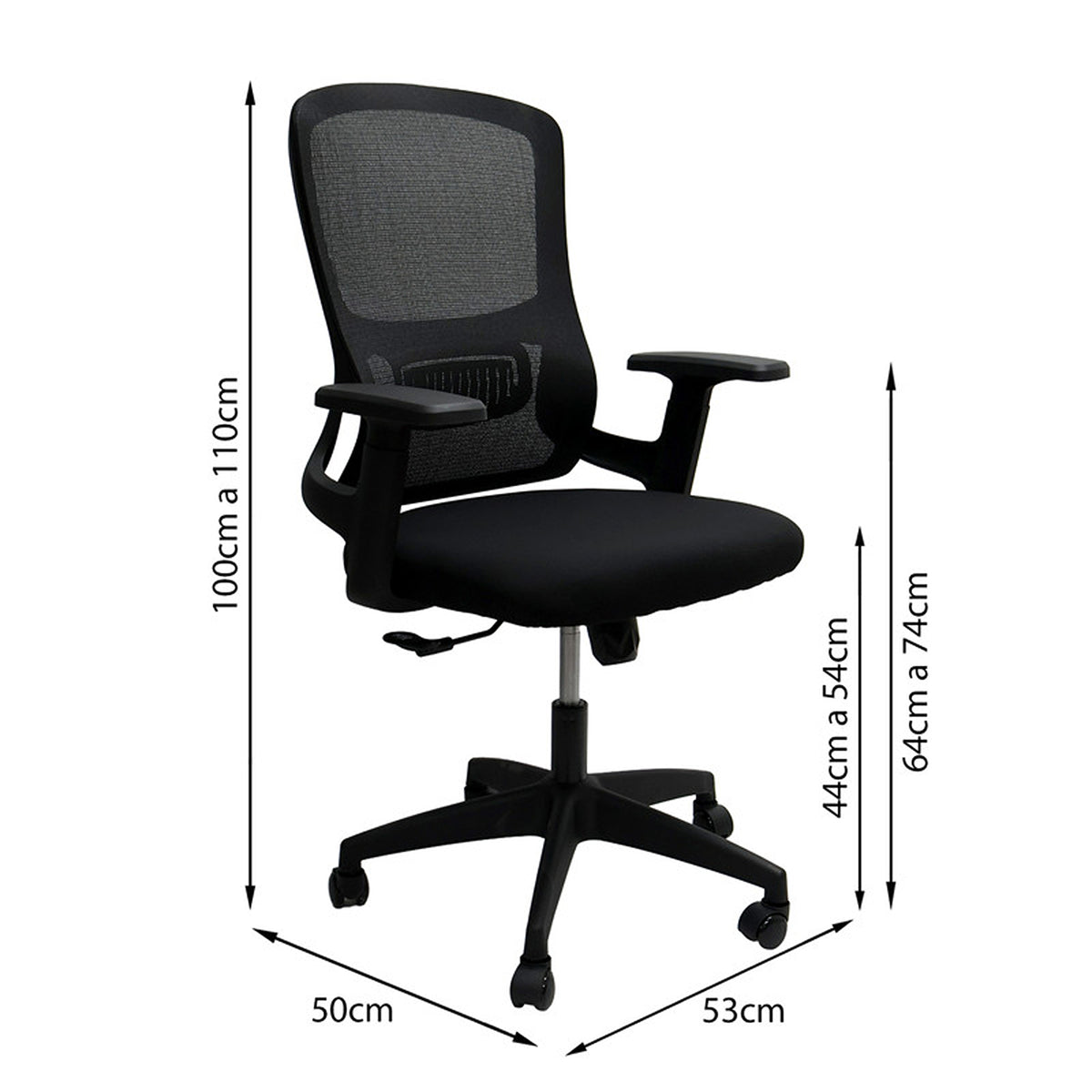 Set x 2 Sillas de Oficina Rio Negro 53x100cm Espaldar Reclinable con Ruedas con Apoya Cabezas y con Soporte Lumbar