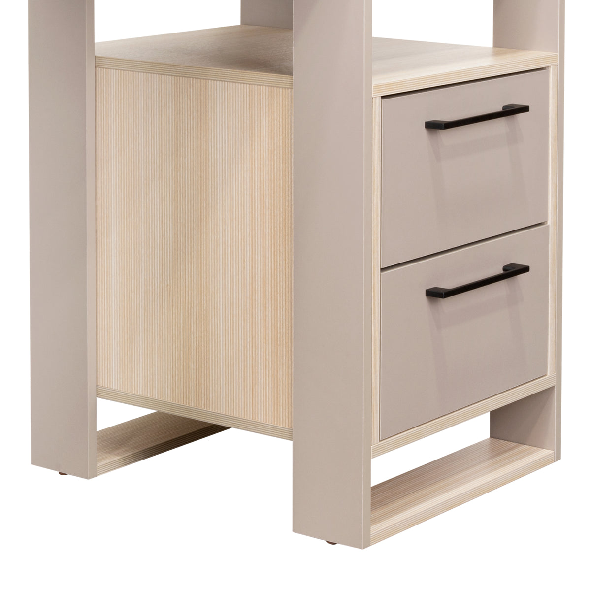 Escritorio Verlot Taupe Mallado 52x75cm con Dos Cajones y con Organizador de Libros