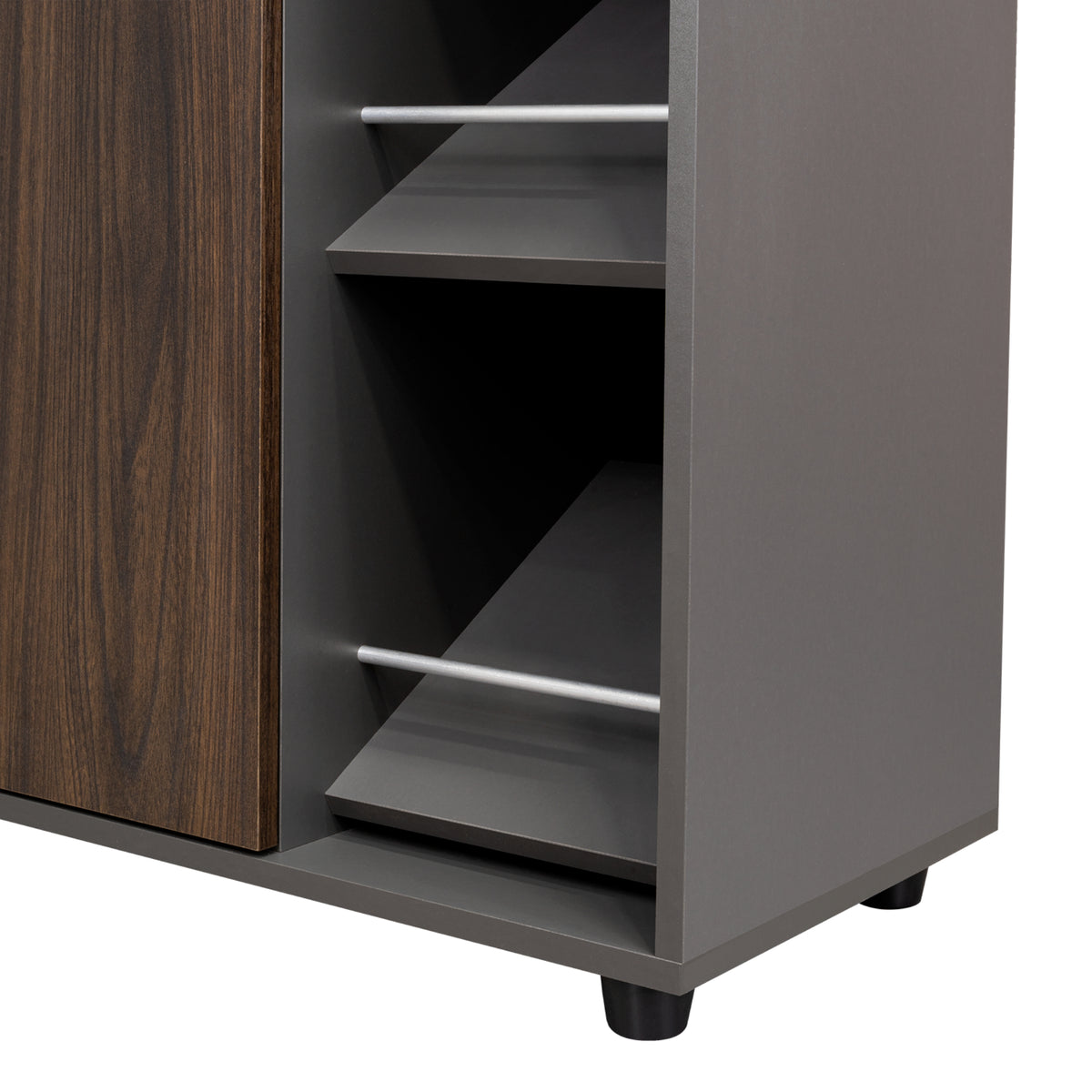 Zapatero Houck Plomo Y Nogal 86.5x91.5cm Vertical de Tres Niveles para Once Zapatos