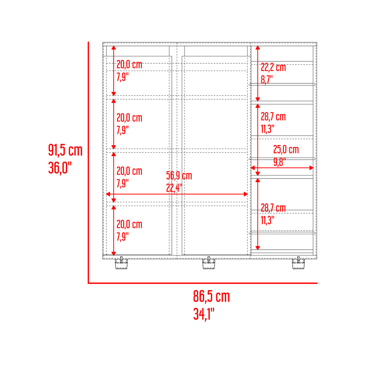 Zapatero Houck Plomo Y Nogal 86.5x91.5cm Vertical de Tres Niveles para Once Zapatos