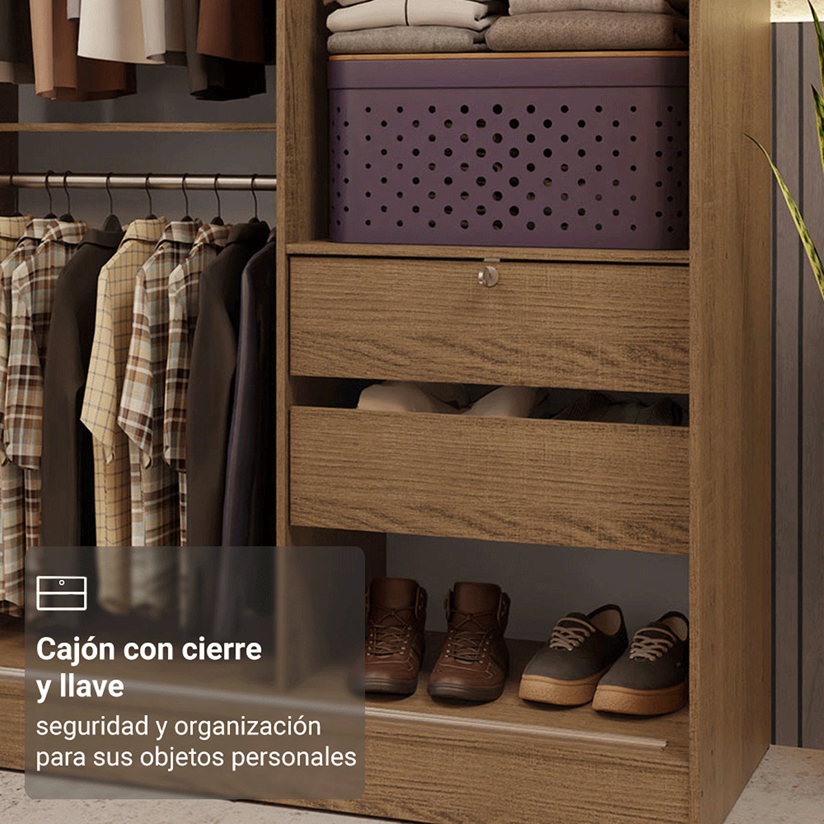 Closet Luke Marron 120x183cm sin Espejo y con Dos Cajones