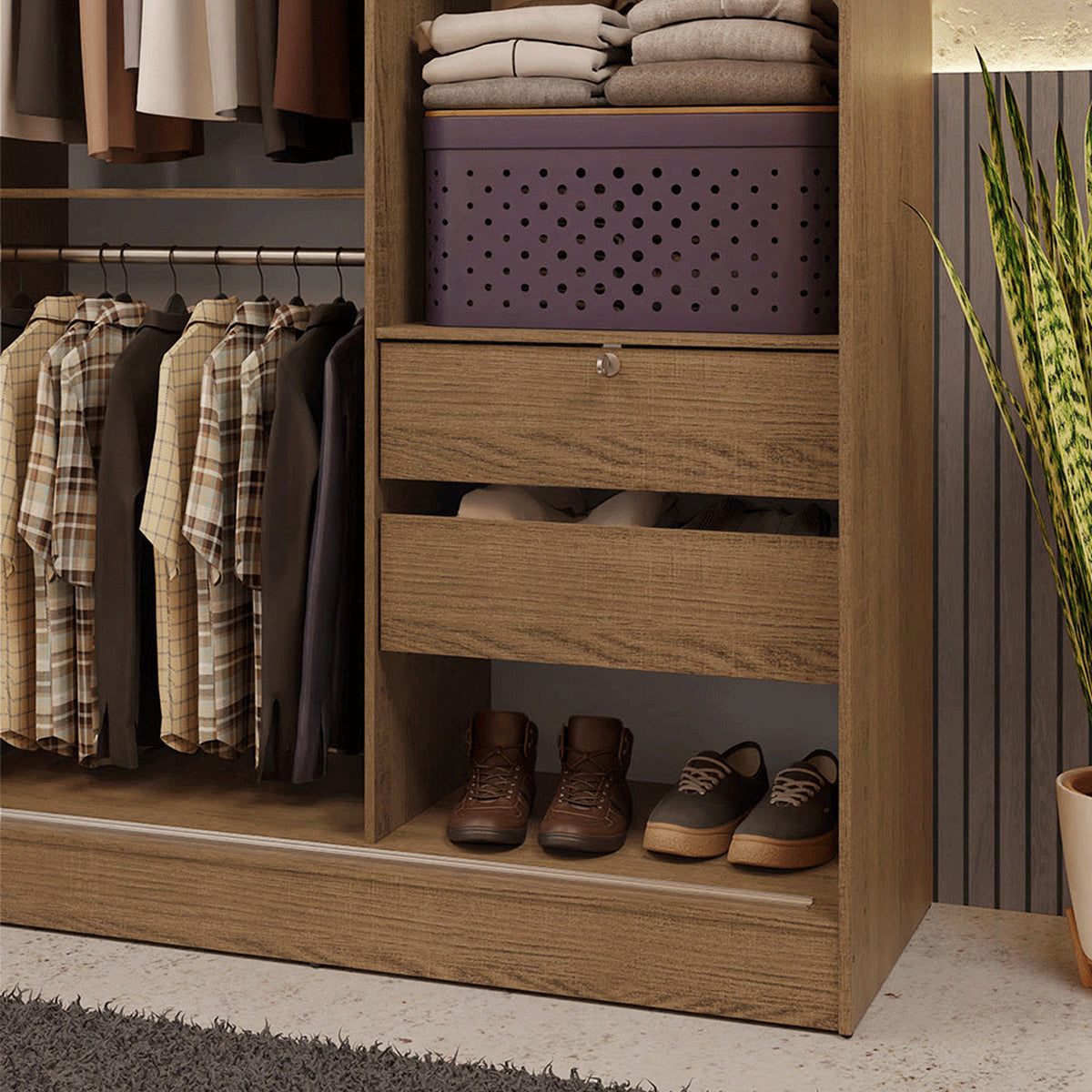 Closet Luke Marron 120x183cm sin Espejo y con Dos Cajones