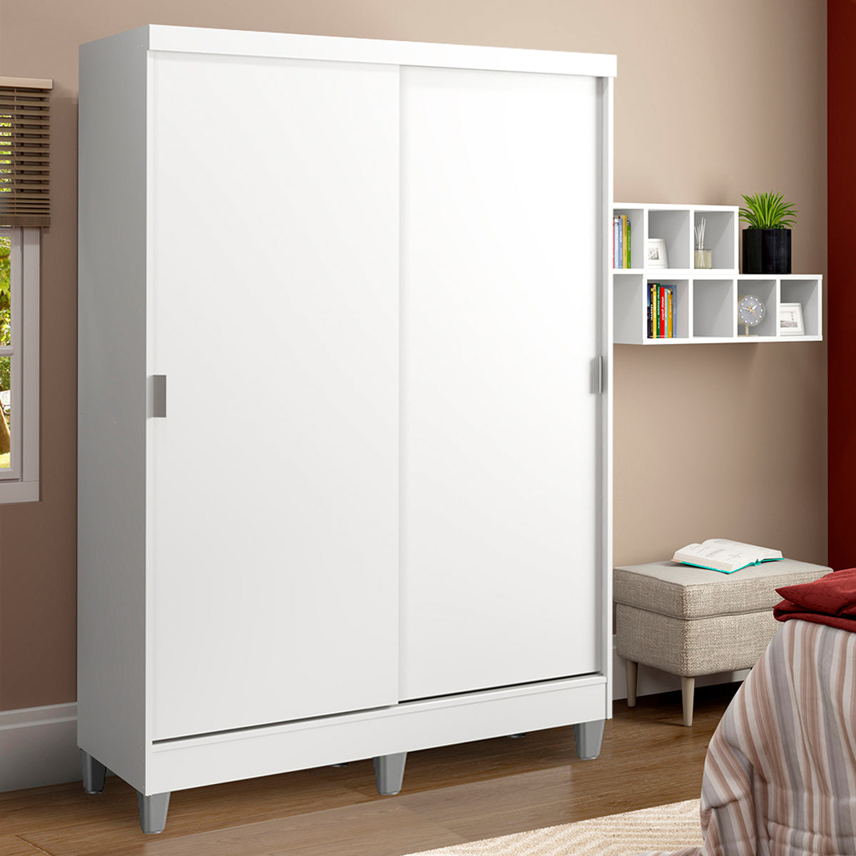 Closet Luke Blanco 120x192cm con Dos Cajones y con Tres Entrepaños