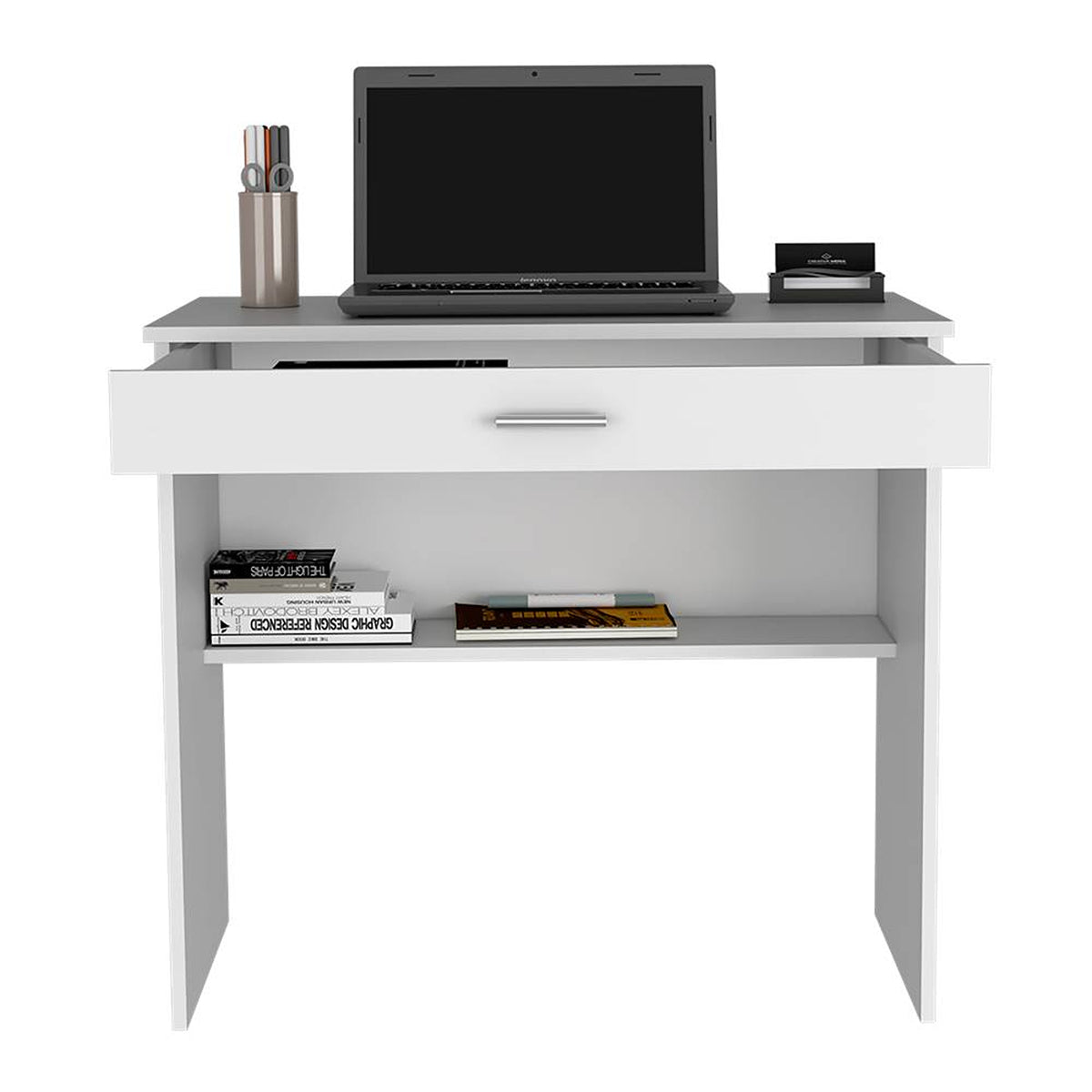 Escritorio 80 Blanco 80 cm con Cajón y Entrepaño