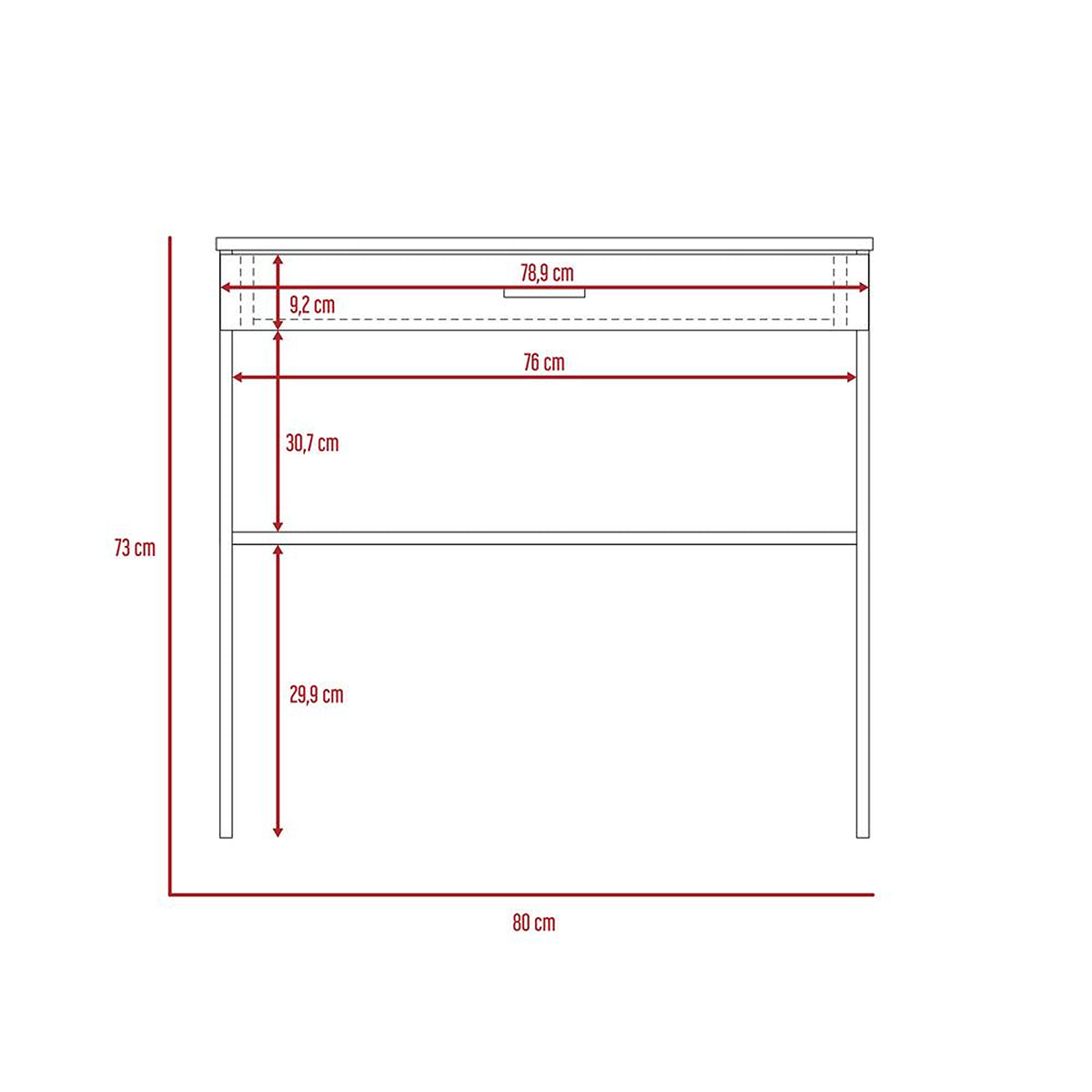 Escritorio 80 Blanco 80 cm con Cajón y Entrepaño