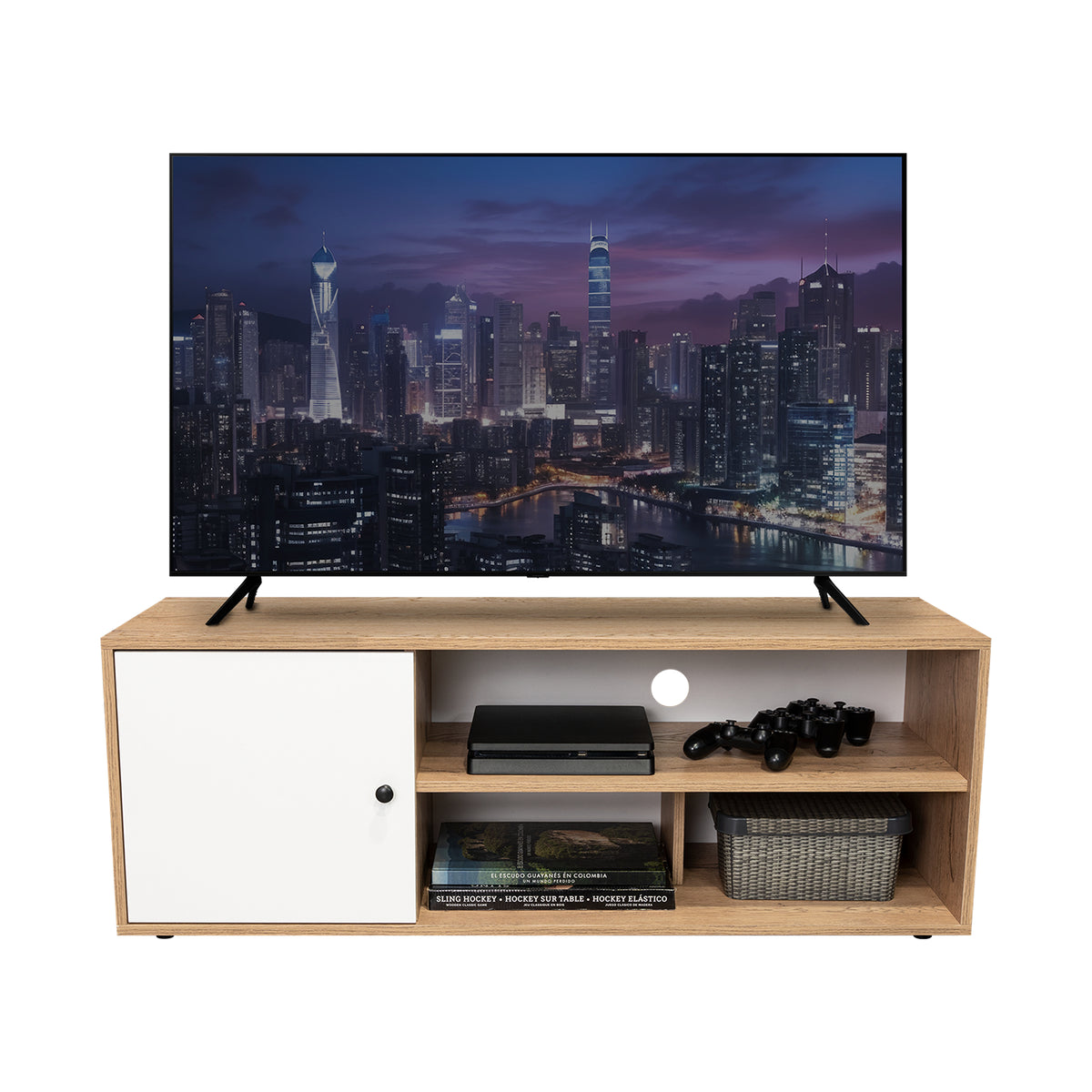 Rack de TV Noah Macadamia 120x44cm Para TV Hasta 50 Pulgadas con Un Cajón