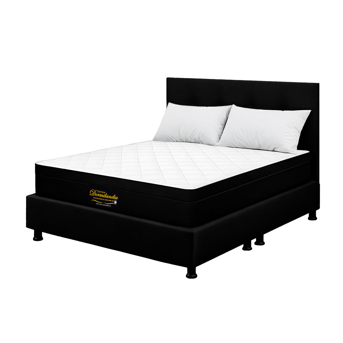 Combo Colchón y Base Cama Versalles Negro King 200 X 200 Cm Medio Suave Ortopédico e Hipoalergénico