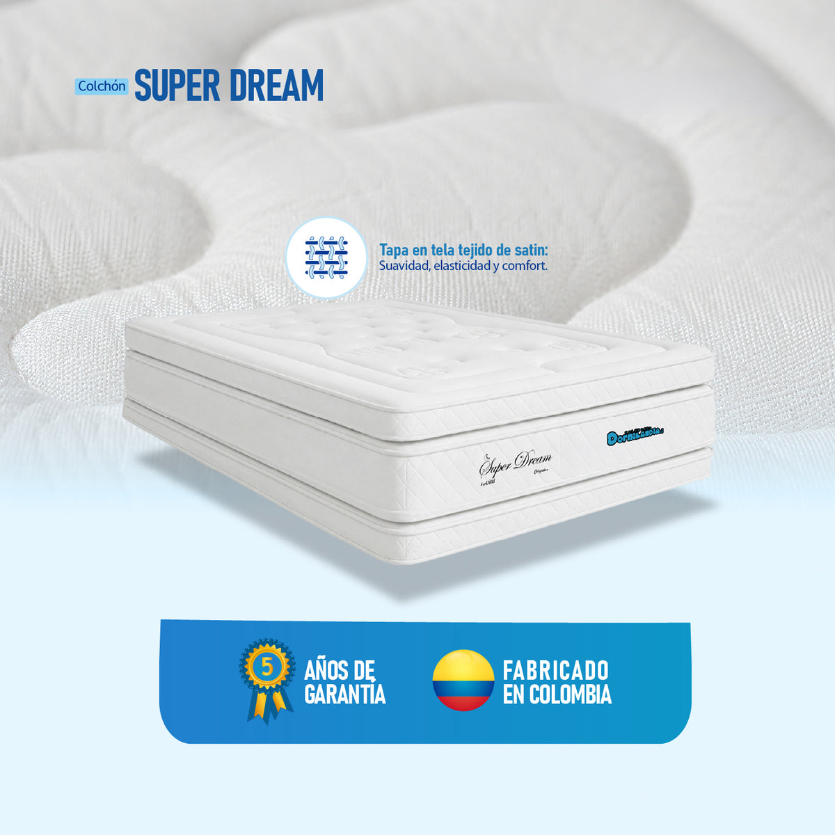 Colchón Super Dream Blanco King 200 X 200 Cm Firmeza Firme Doble Faz