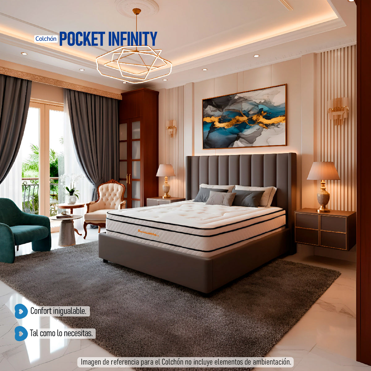 Colchón Pocket Infinity Blanco Semidoble 120 X 190 Cm Firme Doble Faz