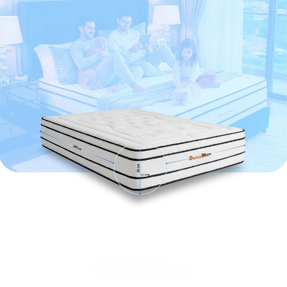 Colchón Pocket Infinity Blanco King 200 X 200 Cm Firme Doble Faz