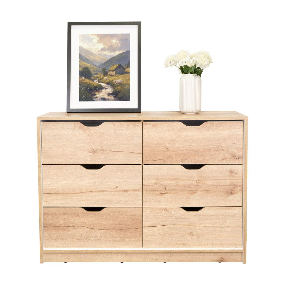 Cajonera Basilea Duna y Blanco 107.1x77.6cm de 3 Hileras con 4 Cajones