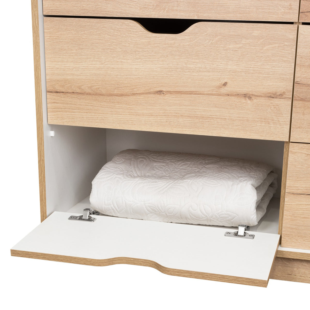 Cajonera Basilea Duna y Blanco 107.1x77.6cm de 3 Hileras con 4 Cajones