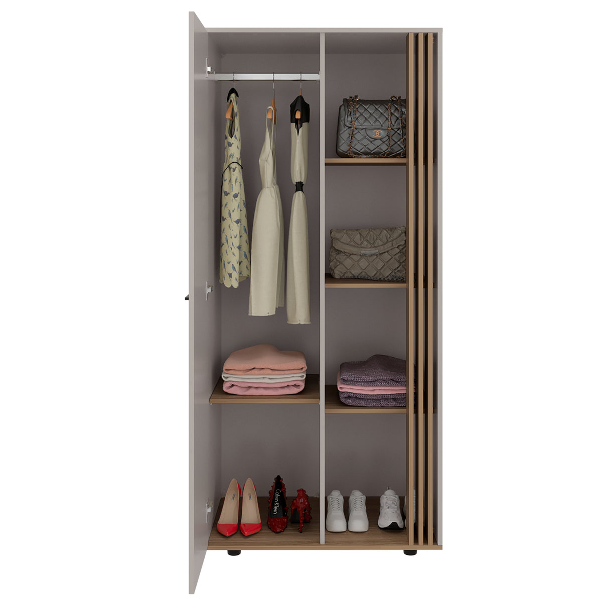 Closet Vance Fresno Europeo y Capri 80x178cm con Una Puertas y con Cuatro Entrepaños