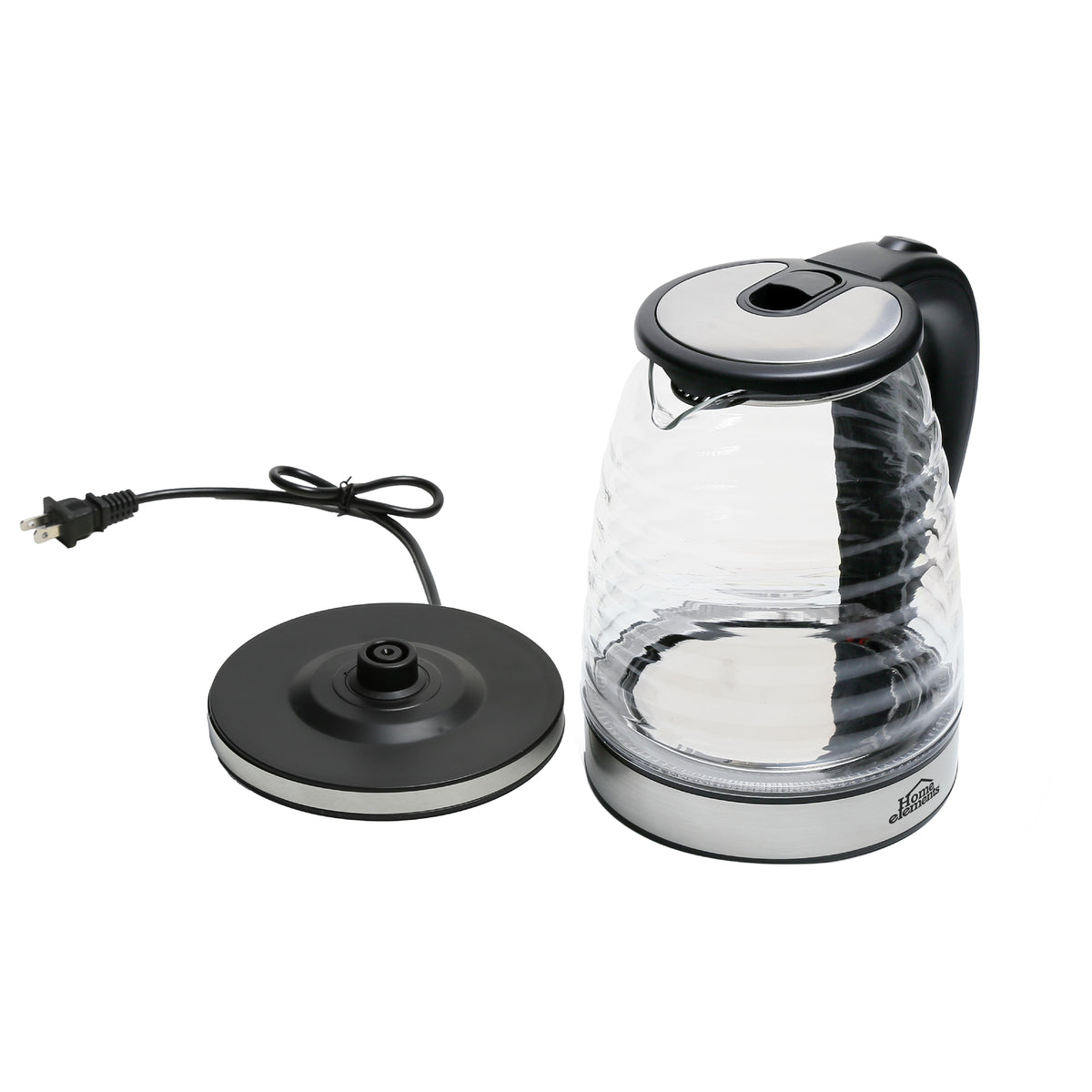 Hervidor Eléctrico de Agua Home Elements Blue Glass Plata 17x24cm de 2 Litros 1500 W con Apagado Automático