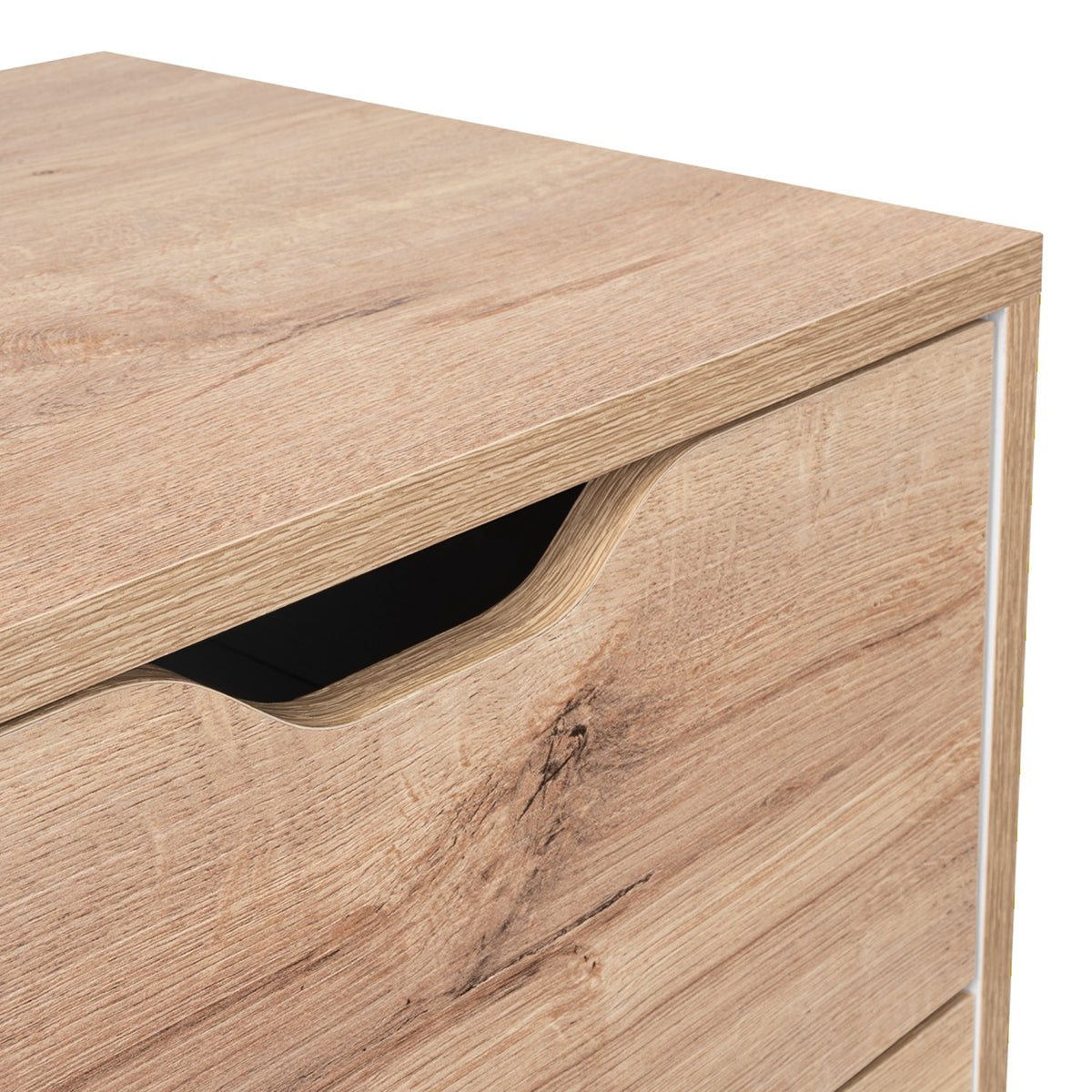 Mesa de noche duna y blanco moderna con 2 cajones 48 cm