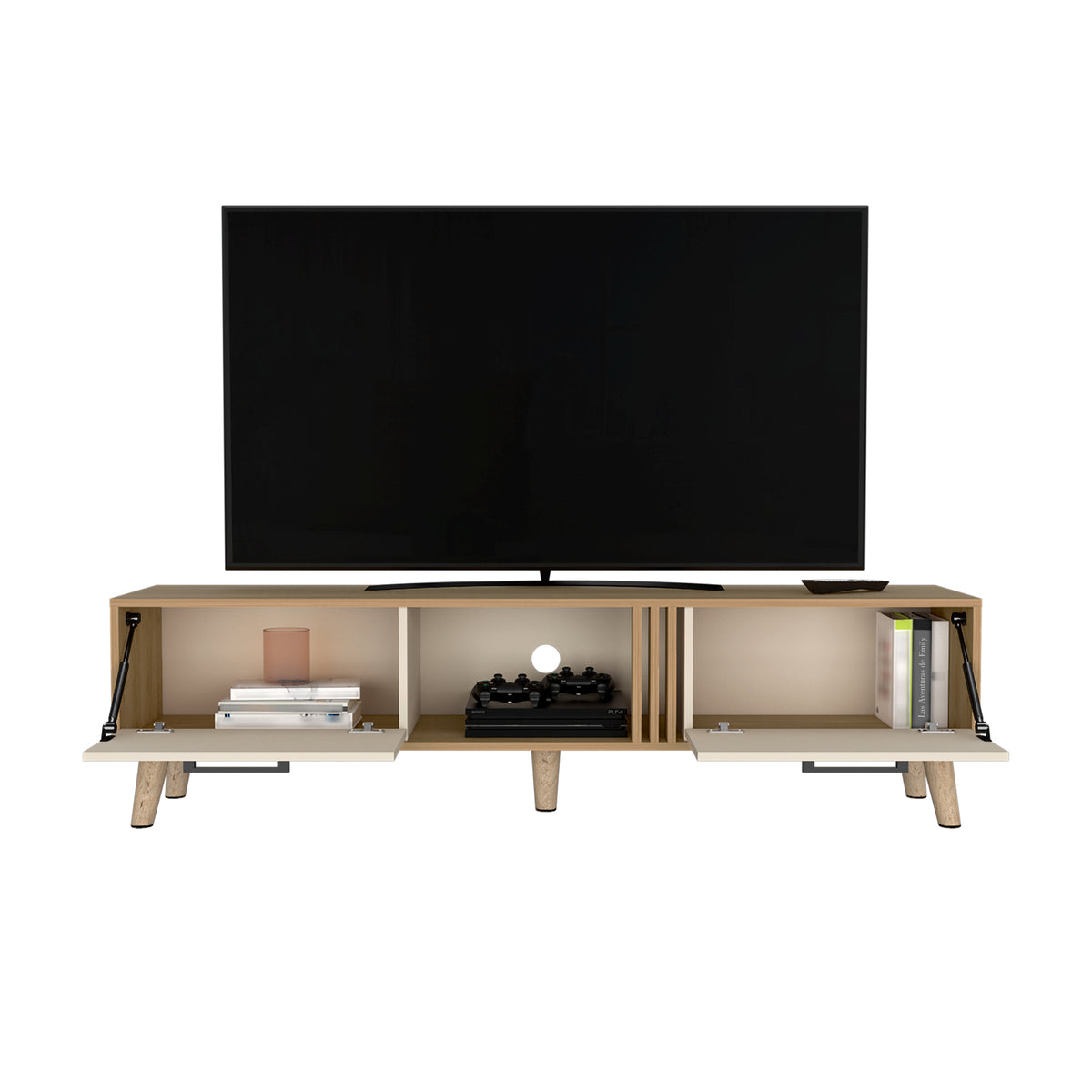 Mesa para TV Vance Fresno y Capri 160x43cm para TV Hasta 70" Pulgadas y con Un Compartimiento