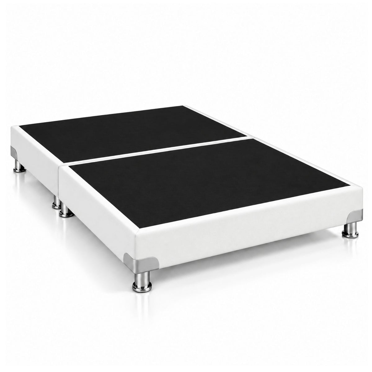 Base Cama Dividida Bostón Microfibra Blanco 160x190cm para Colchón Queen sin Cabecero y con Patas