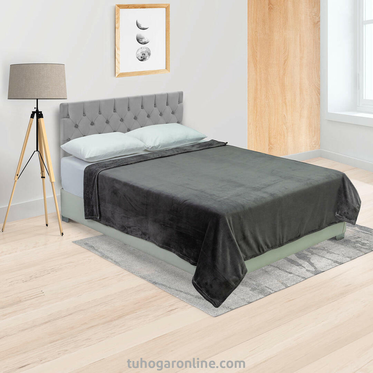 Cobija Piel de Durazno Soft Gris 180x200cm Fondo Entero Térmica