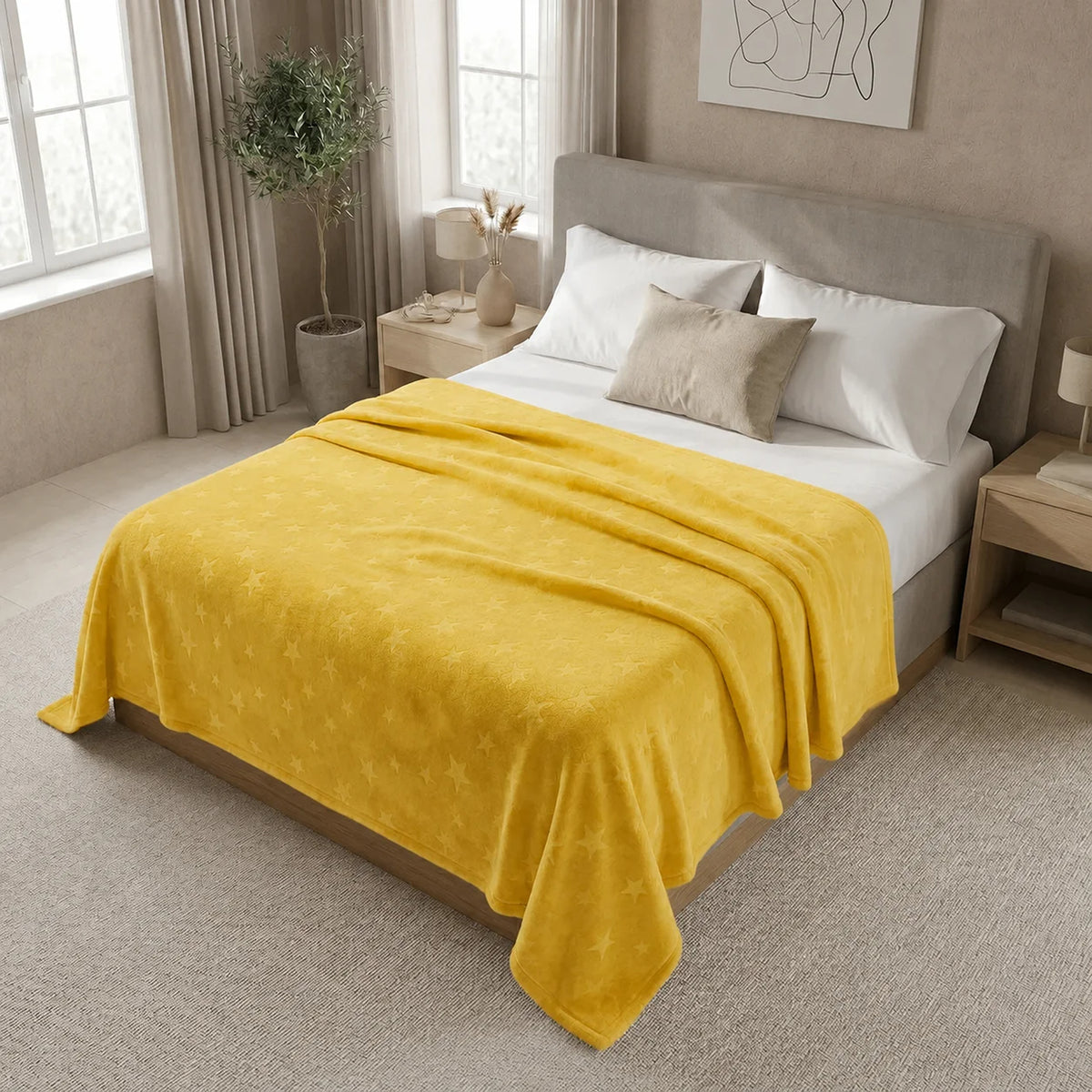 Cobija Comfortsoft Amarillo 180x200cm de Estrellas
