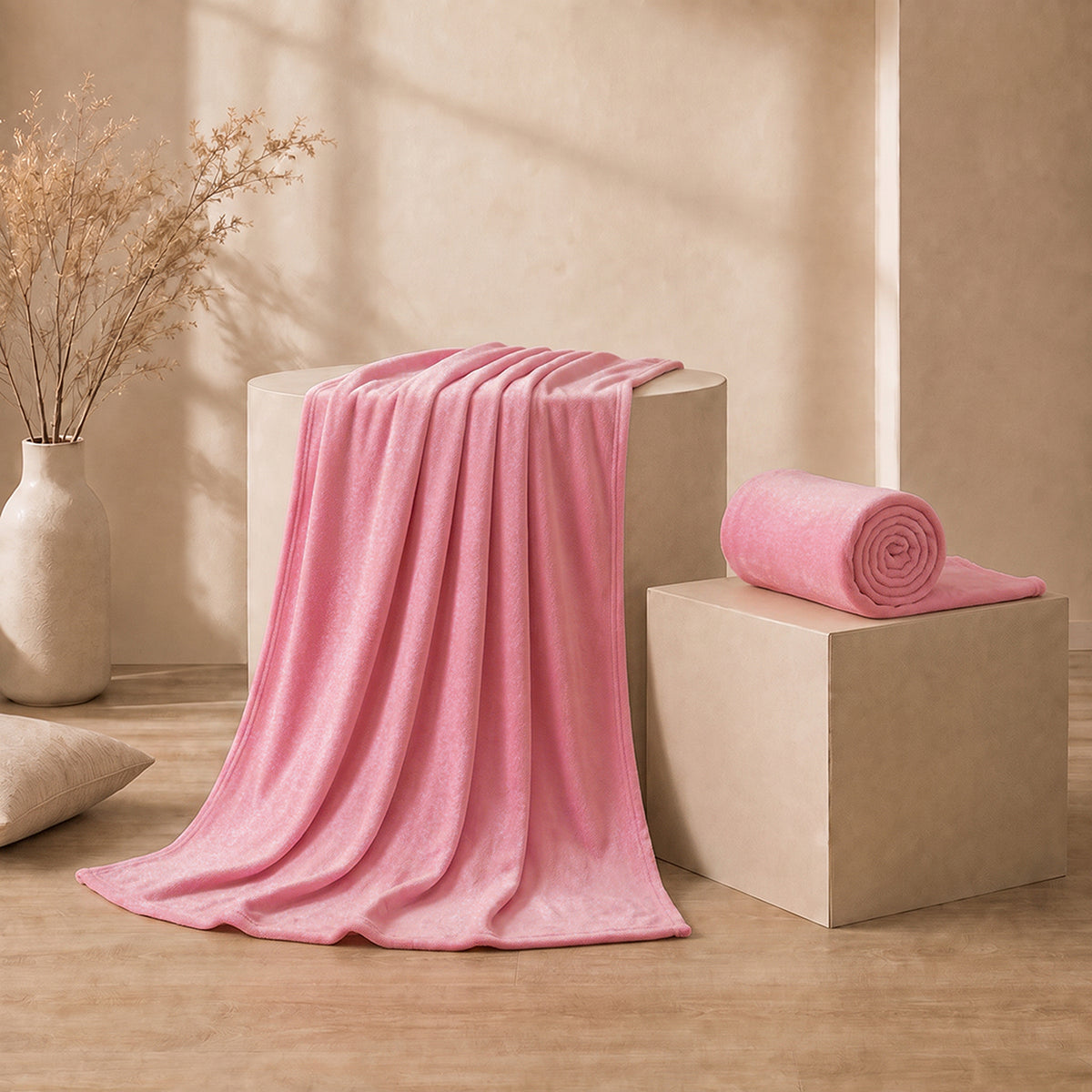 Cobija Piel de Durazno Soft Rosa 180x200cm Fondo Entero Térmica