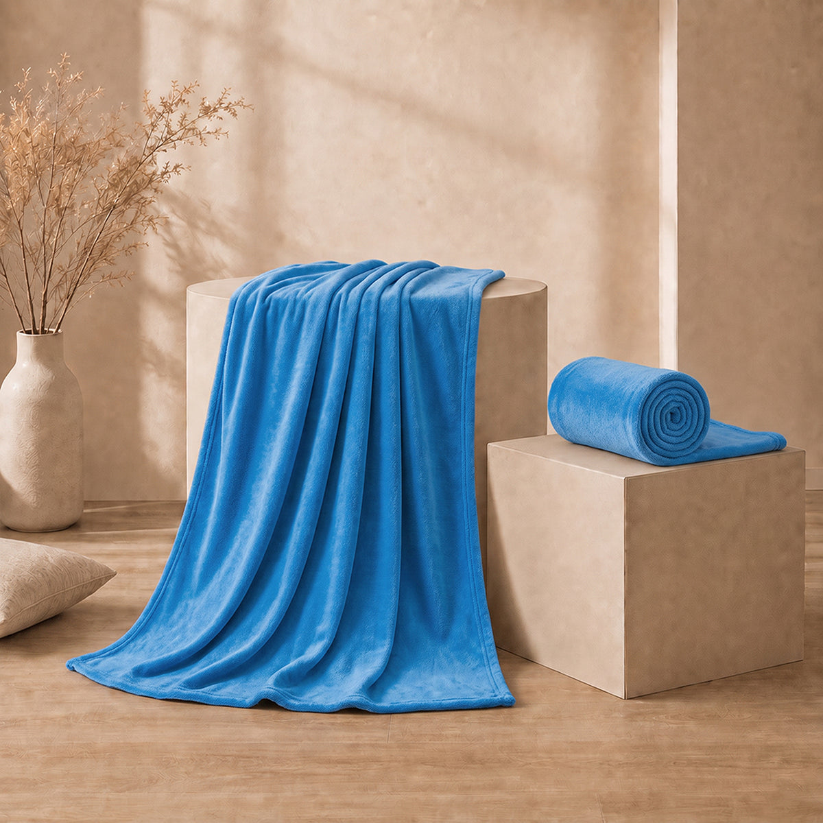 Cobija Piel de Durazno Soft Azul 180x200cm Fondo Entero Térmica