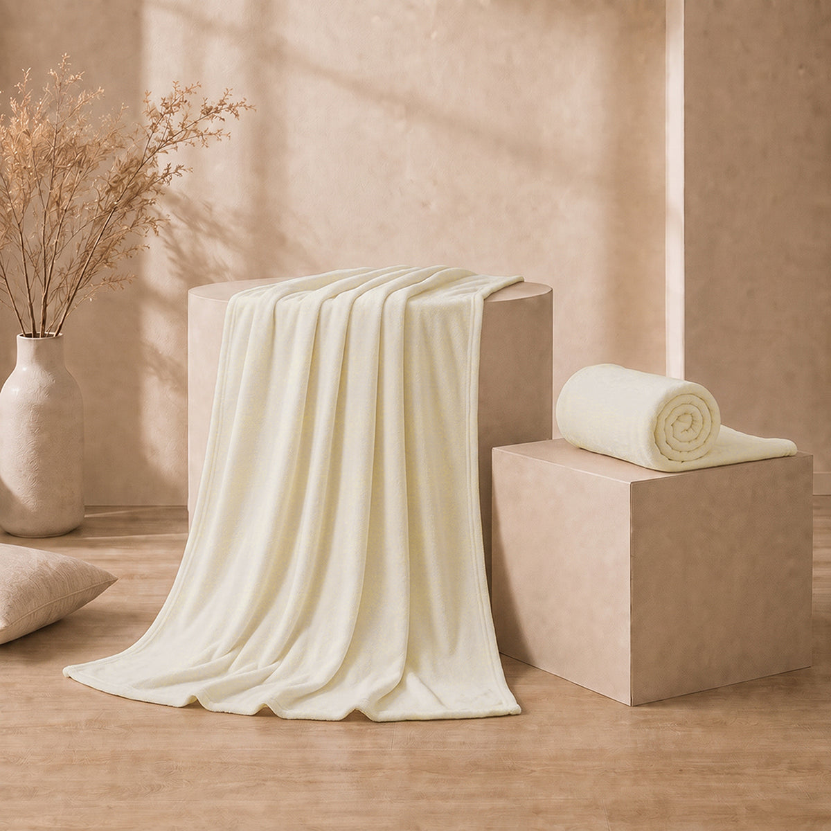 Cobija Piel de Durazno Soft Marfil 180x200cm Fondo Entero Térmica